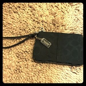 Coach Black Mini Canvas Wristlet